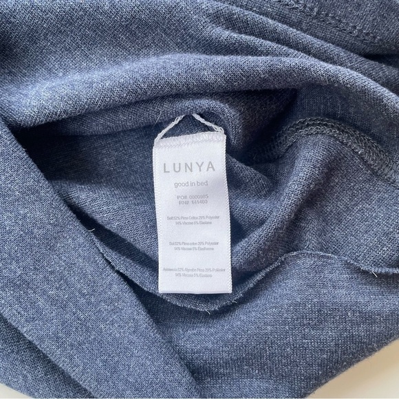 LUNYA Women's Heathered Blue Pima Cotton Crew Neck Long Sleeve Tee Size Small - Picture 4 of 7